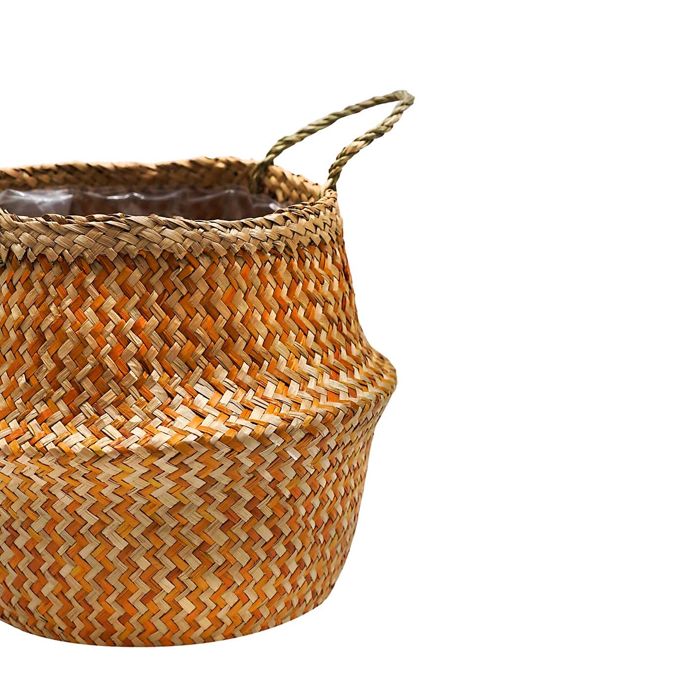 Medium Seagrass Chevron White Lined Basket