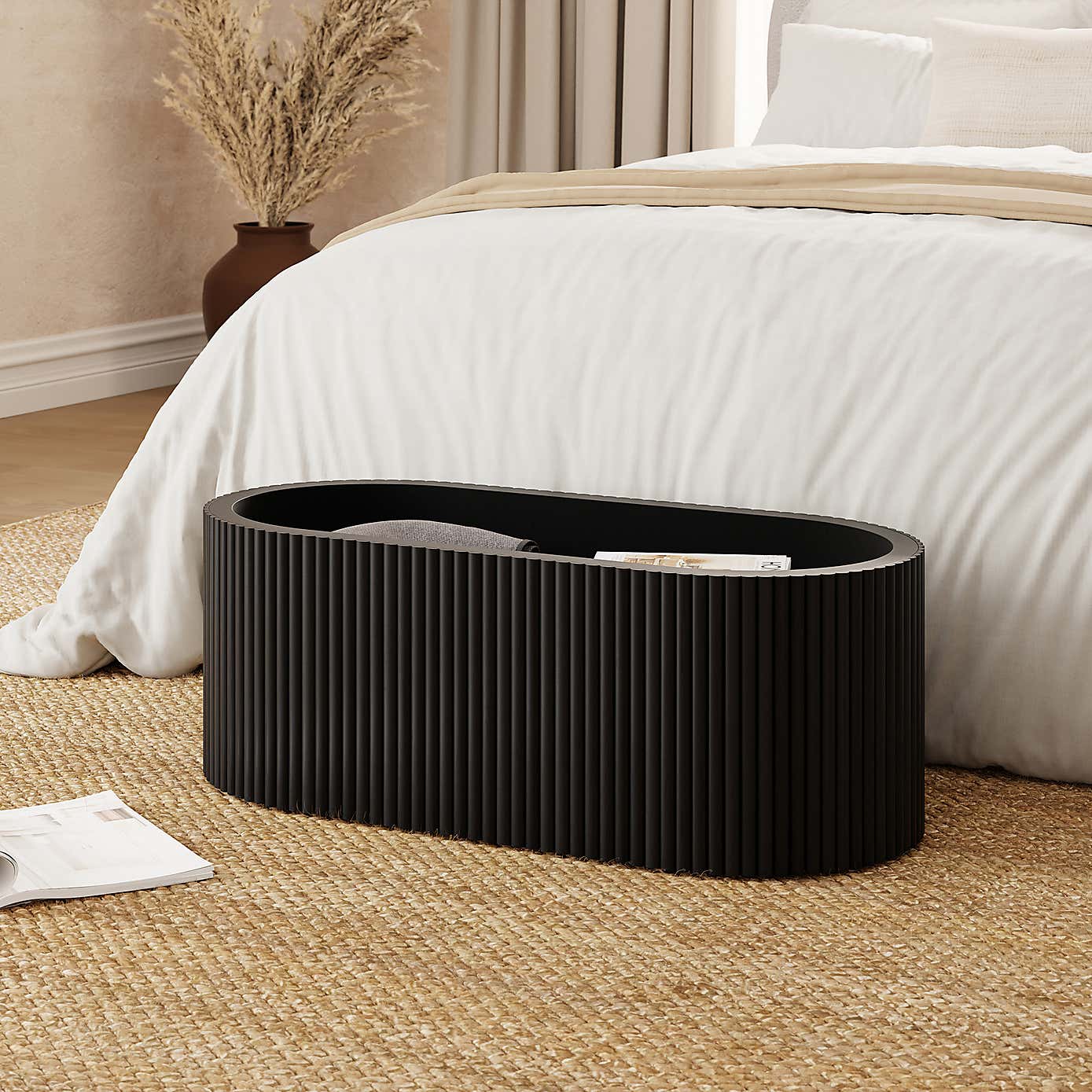 Amari Fluted Storage Ottoman