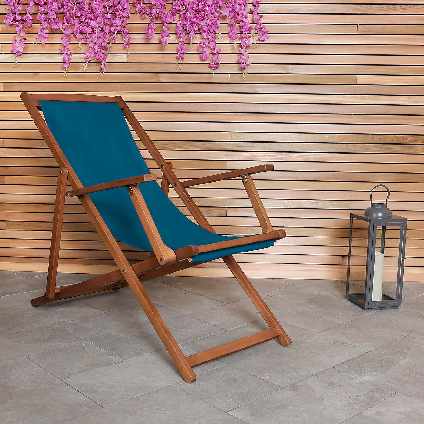 Teal Wooden Deck Chair