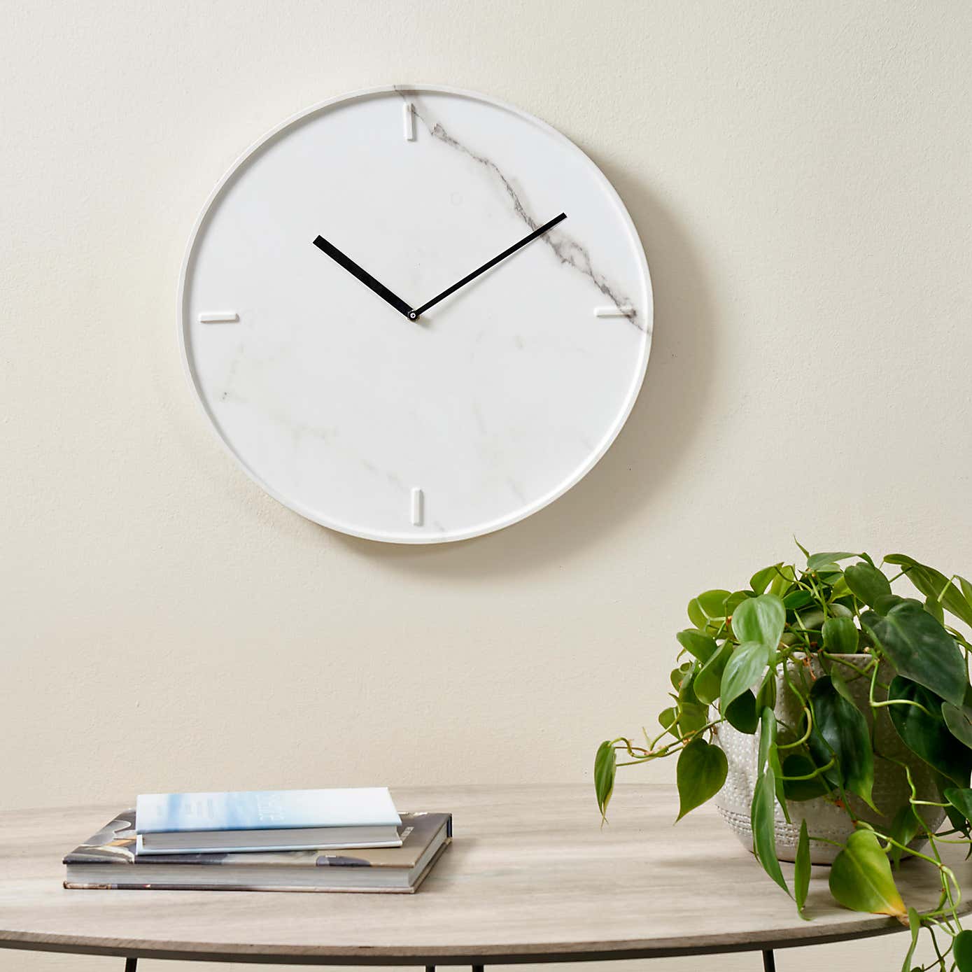 White Marble Effect Wall Clock