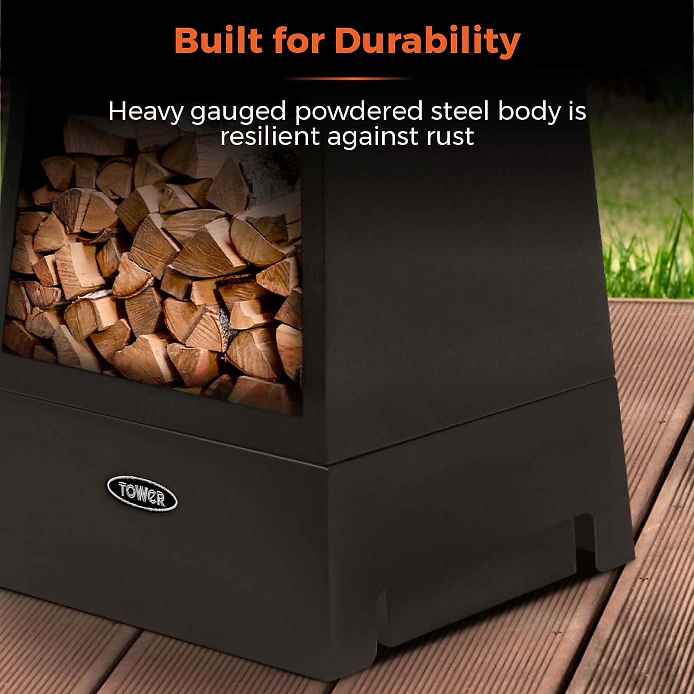 Tower Obelisk Log Burner, Black Steel