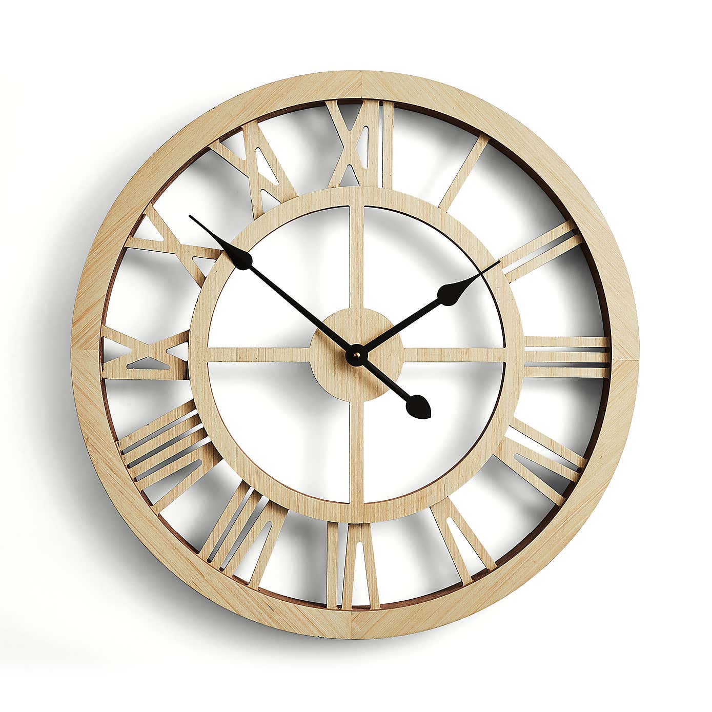 Wood Effect Skeleton Clock 60cm