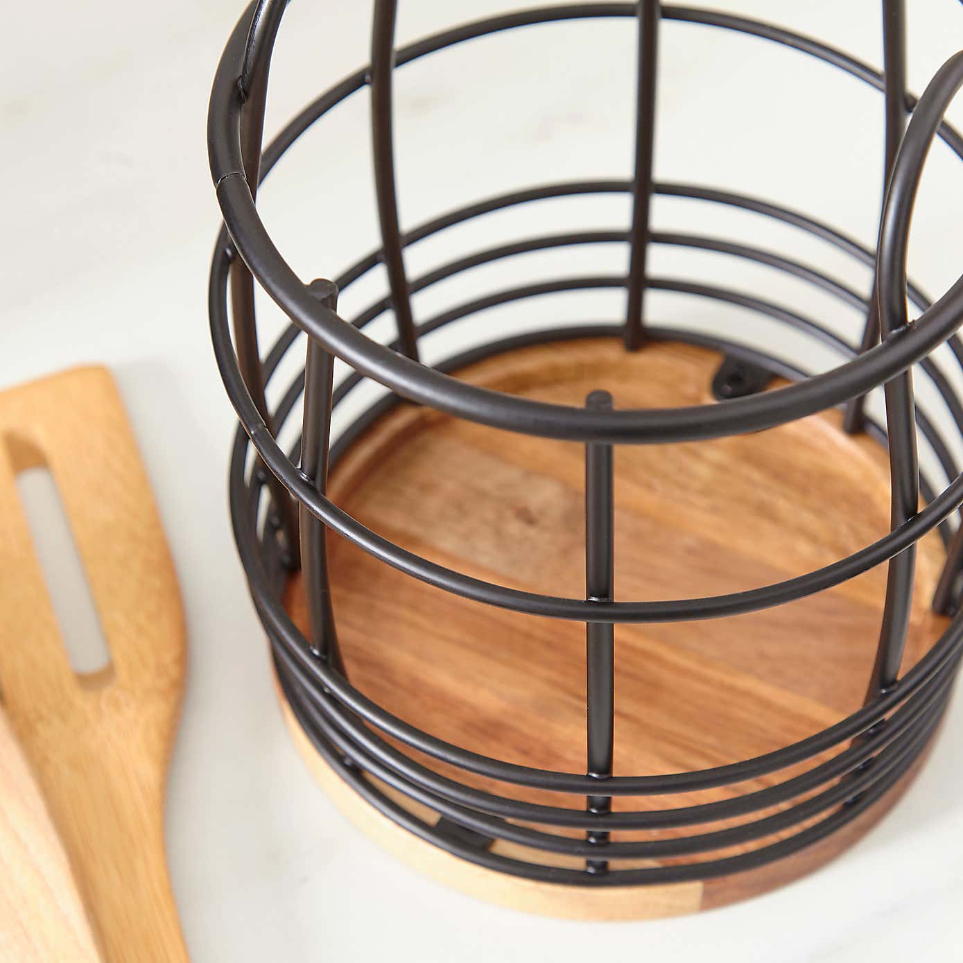 Acacia Black Utensil Pot