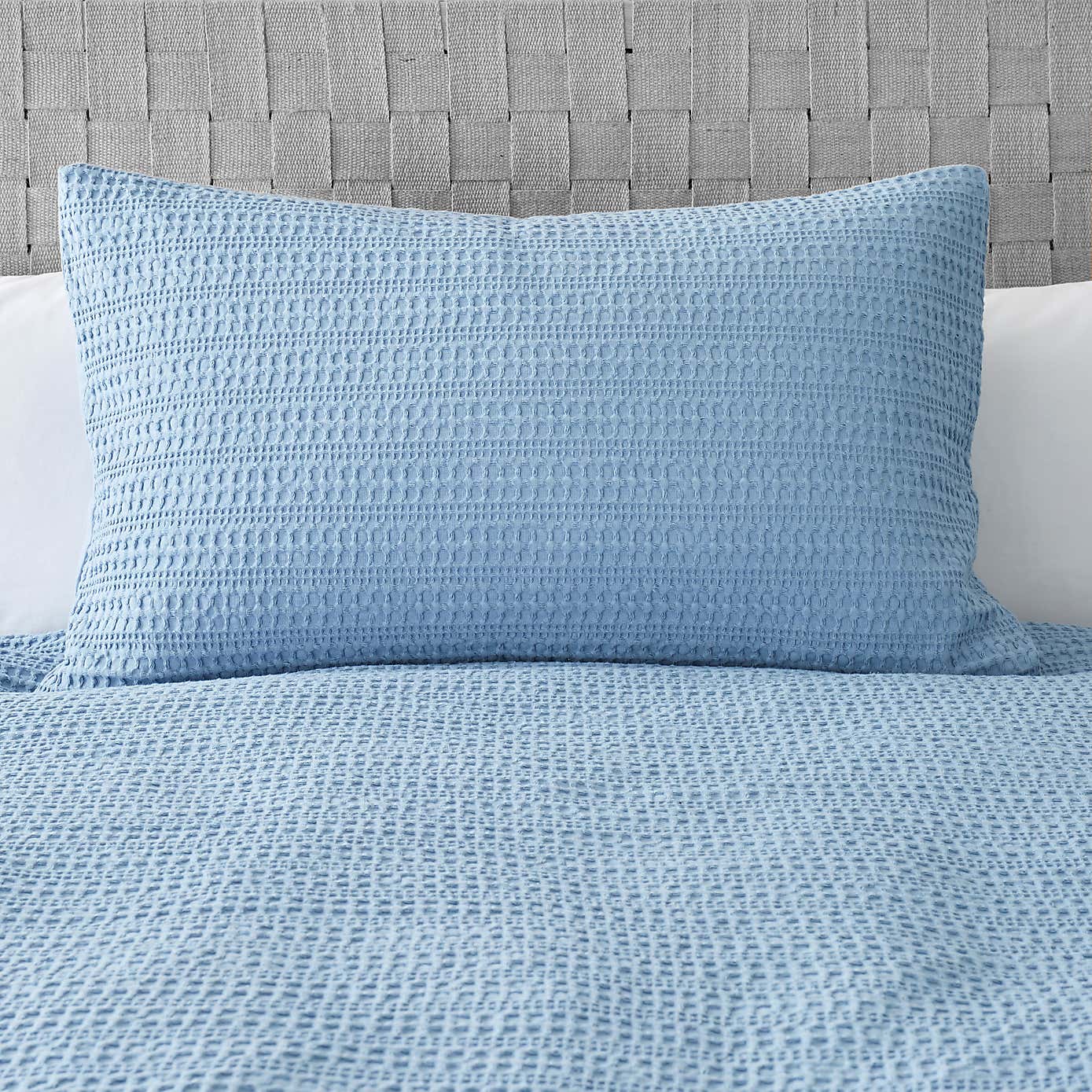 Amberley Waffle Cotton Silver Duvet Cover and Pillowcase Set