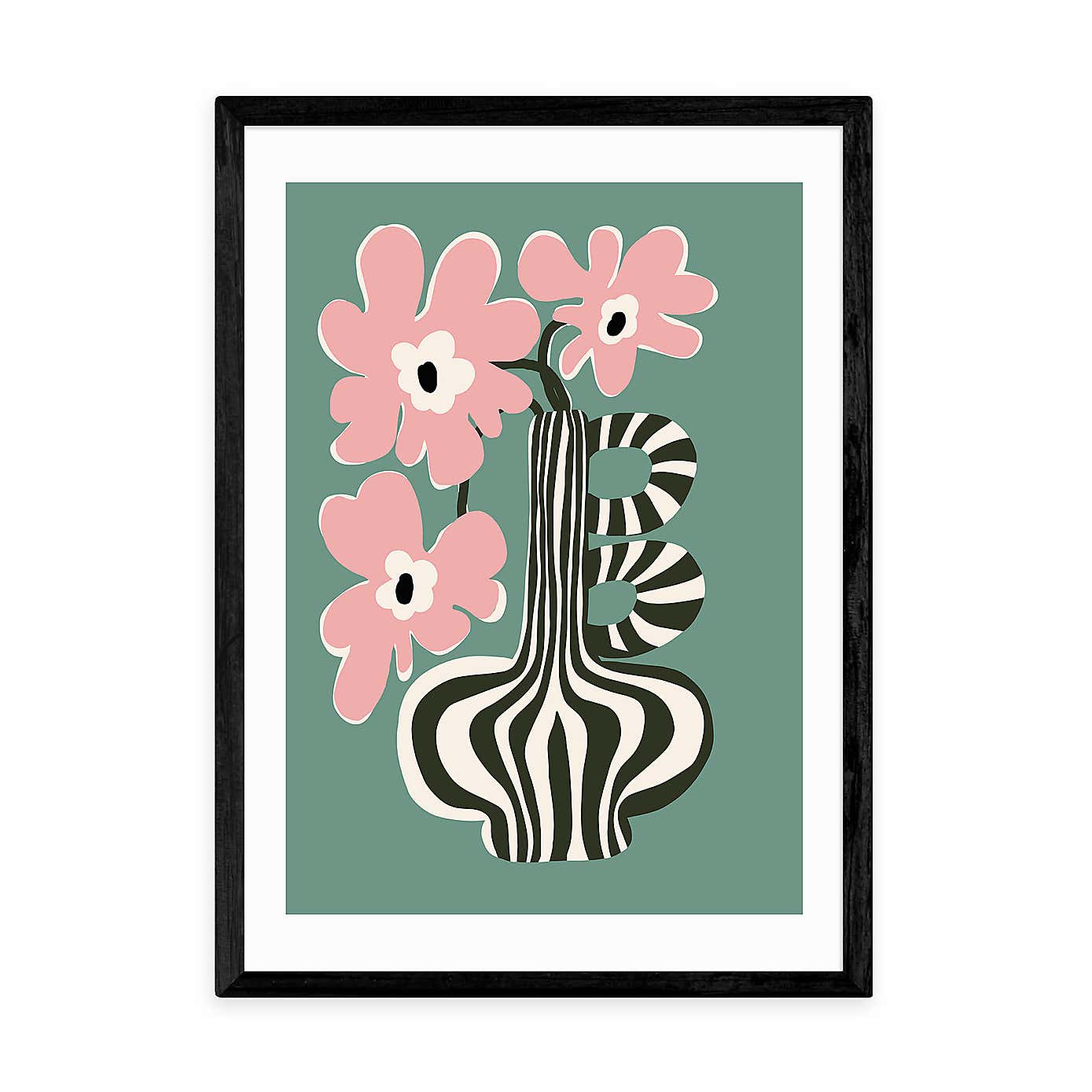 East End Prints Floral Stripe Print by Miho Art Studio