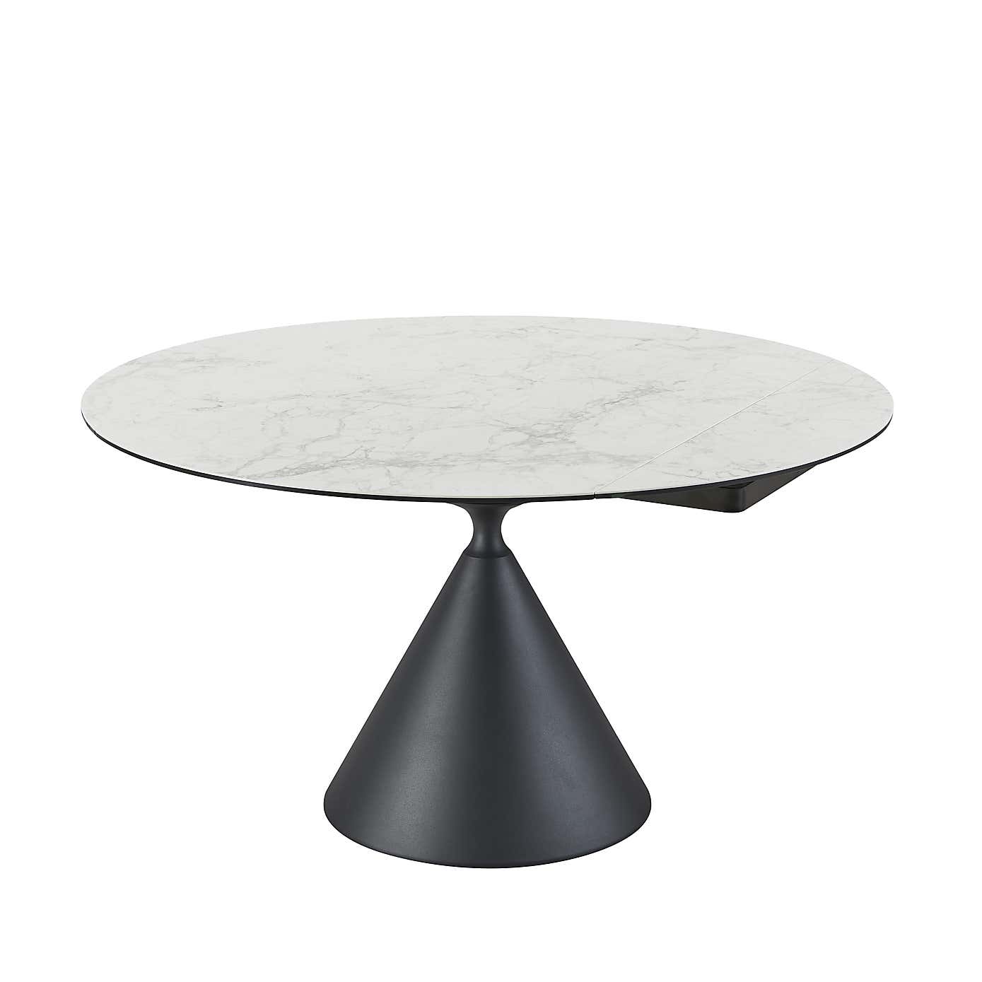 Indus Valley Camden 4-6 Seater Conical Extendable Dining Table With 6 Aura Dining Chairs