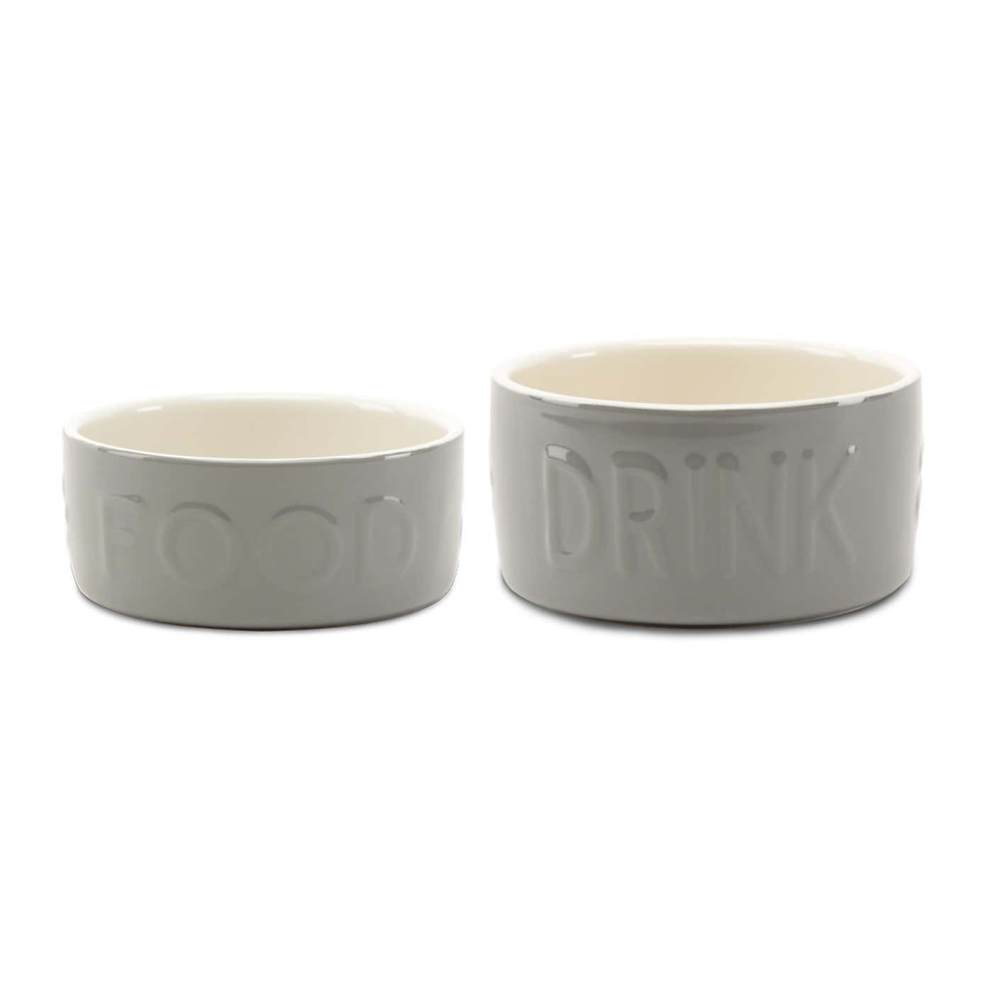 Scruffs Set of 2 Large Grey Food and Drink Dog Bowls