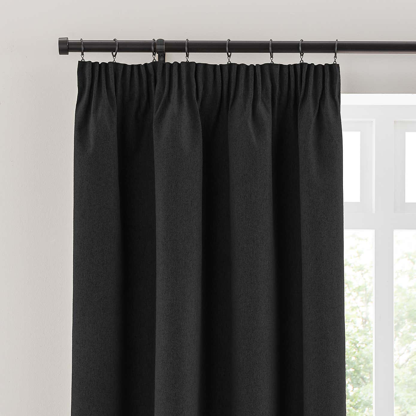 Luna Brushed Blackout Pencil Pleat Curtains