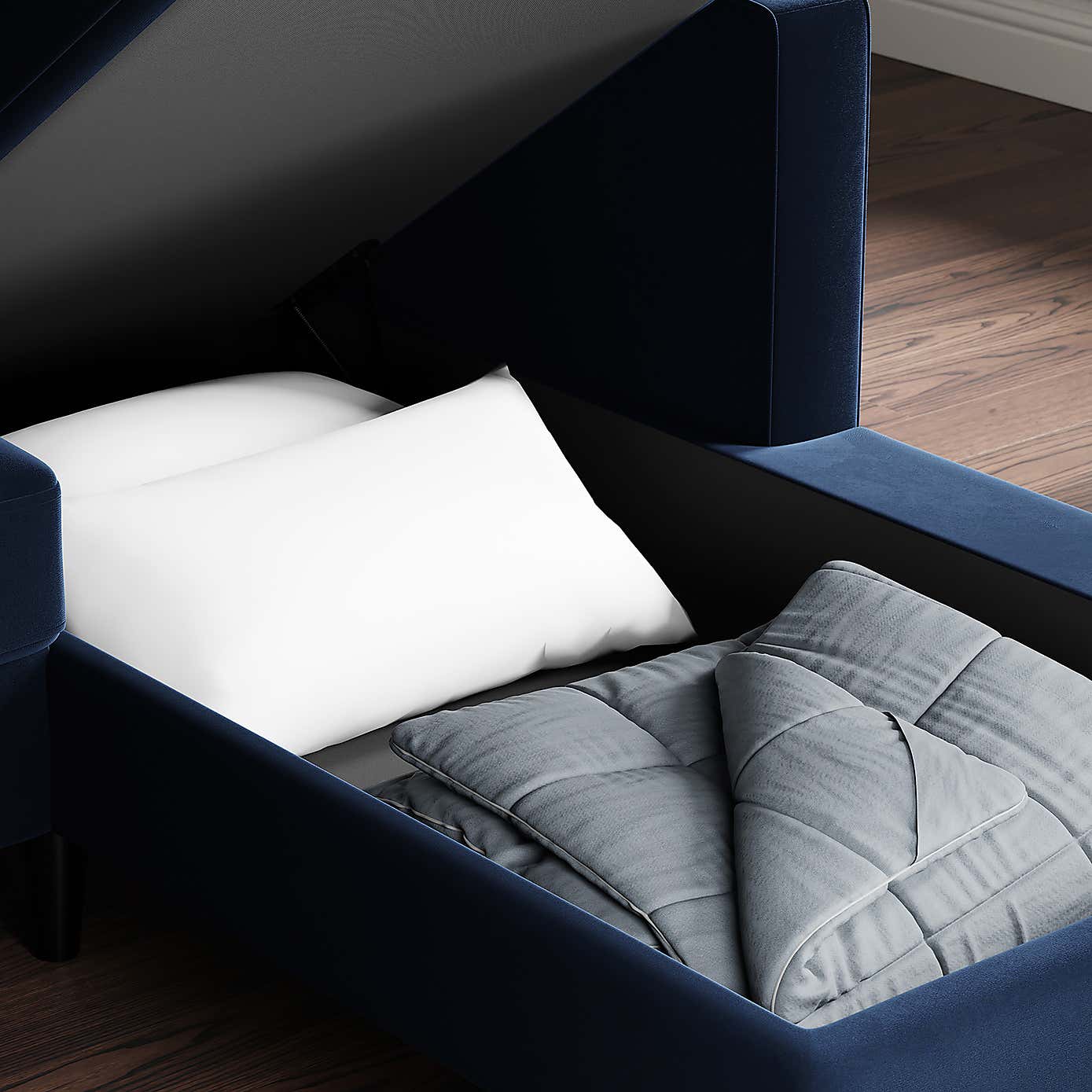 Zoe 4 Seater Corner Double Sofa Bed, Velvet