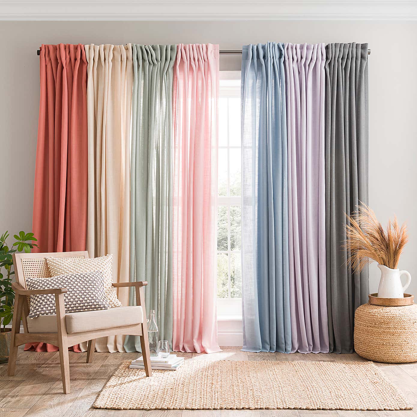 Touch of Linen Unlined Tab Top Curtains