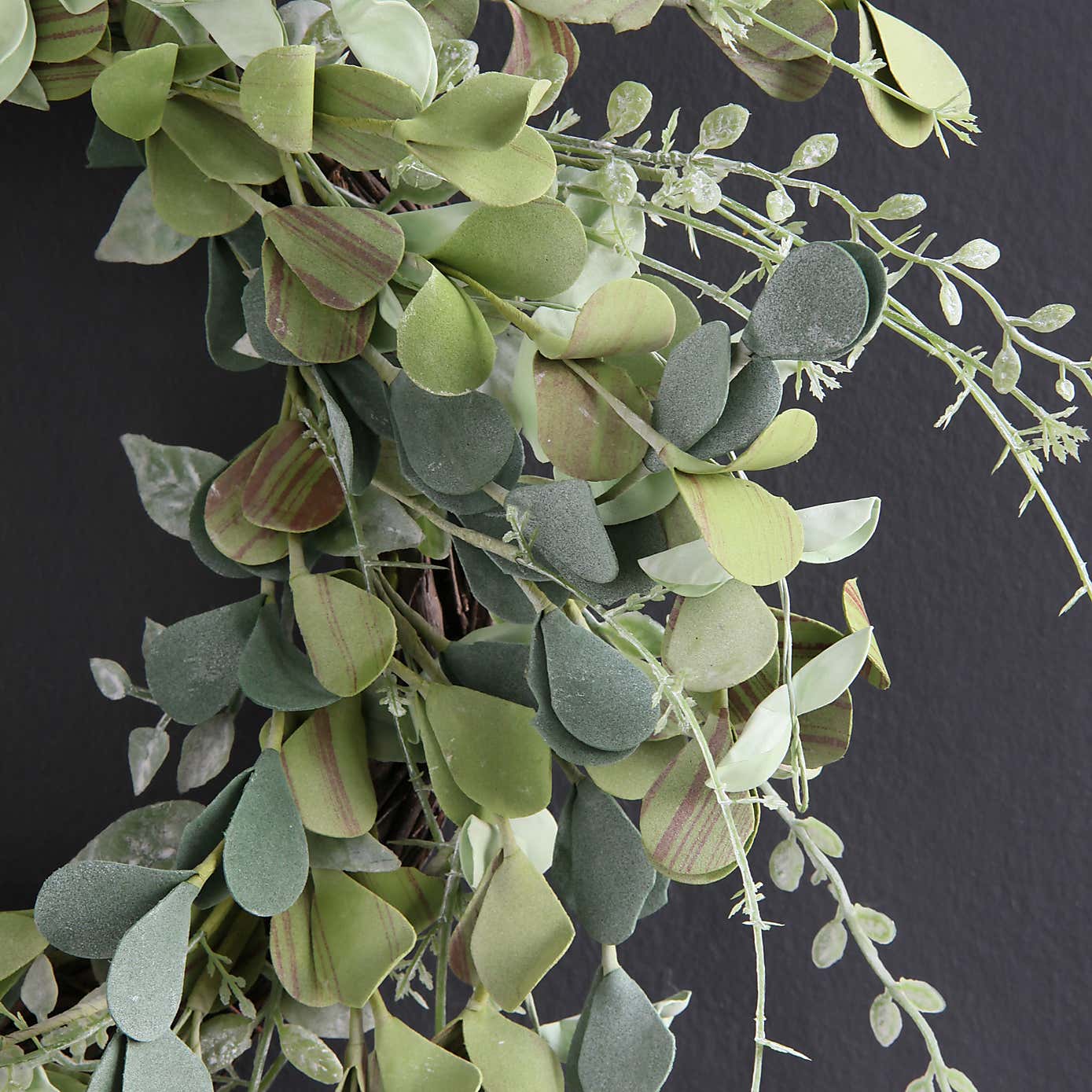 Artificial Mixed Green & Eucalyptus Wreath on Rattan Base