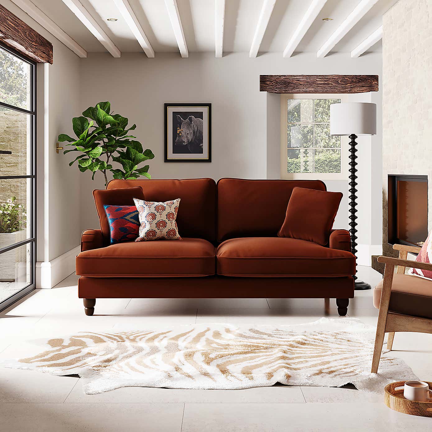 Beatrice Velvet 3 Seater Sofa