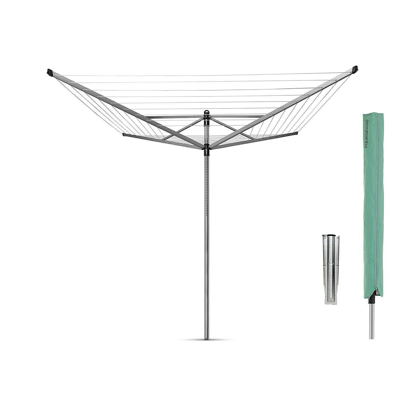 Brabantia Lift O Matic 60m Rotary Clothes Airer, Ground Spike & Cover