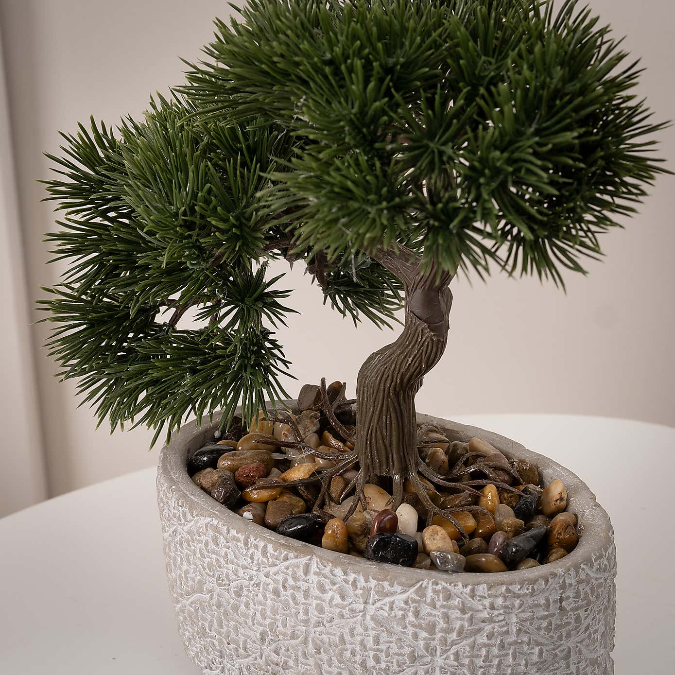 Artificial Bonsai Tree in Textured Cement Plant Pot
