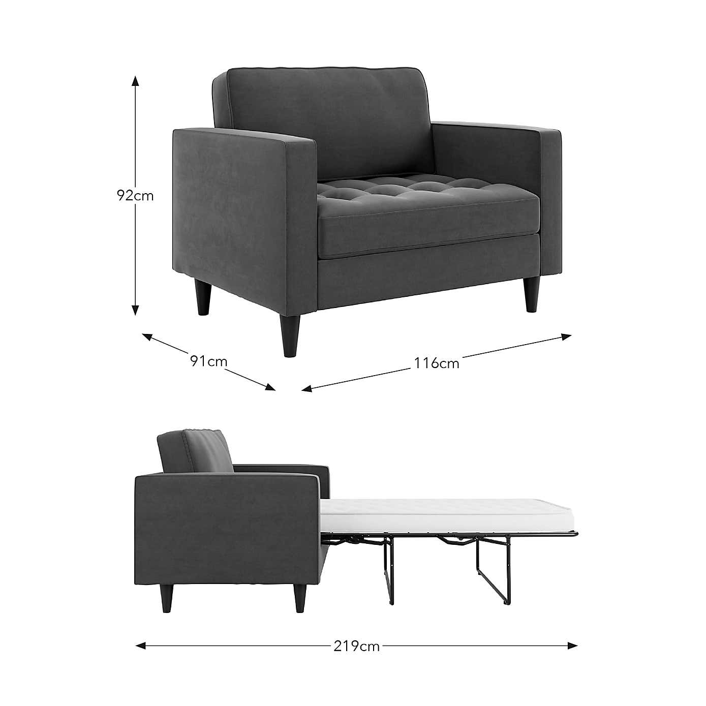 Zoe Velvet Snuggle Single Sofa Bed