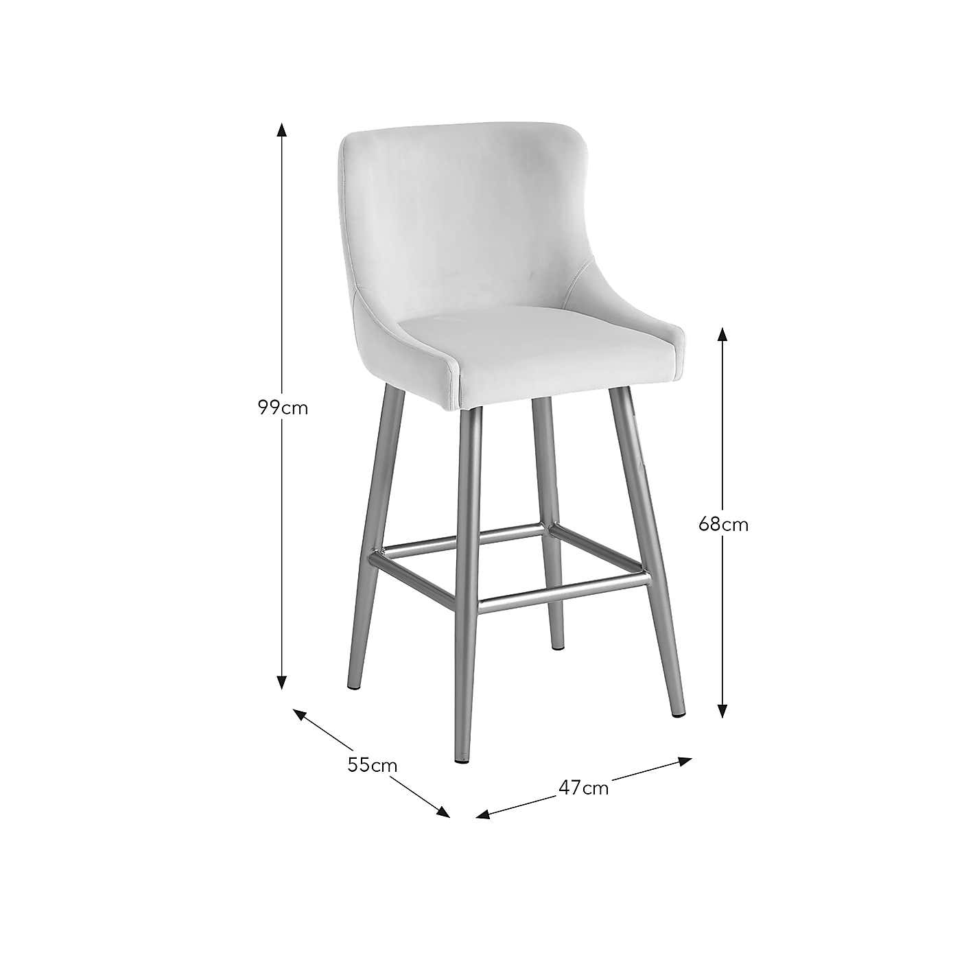 Montreal Bar Stool, Mink Velvet
