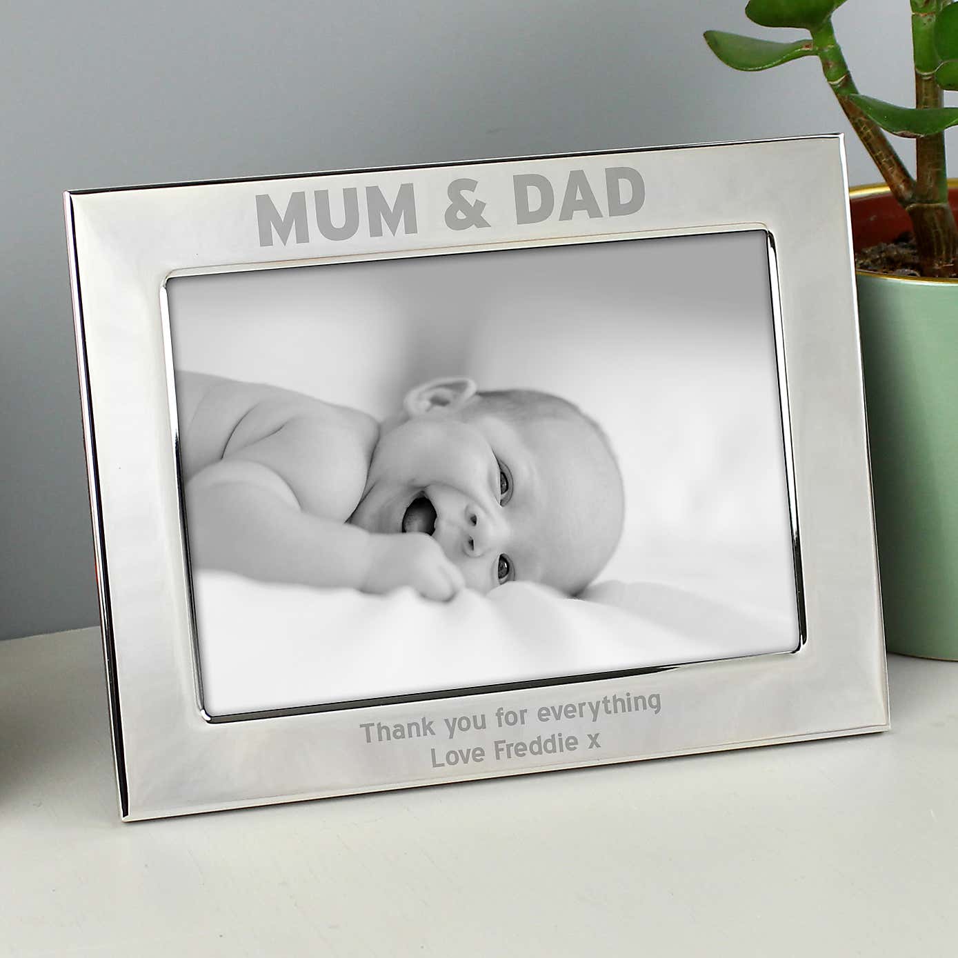 Personalised Silver Mum and Dad Portrait Photo Frame