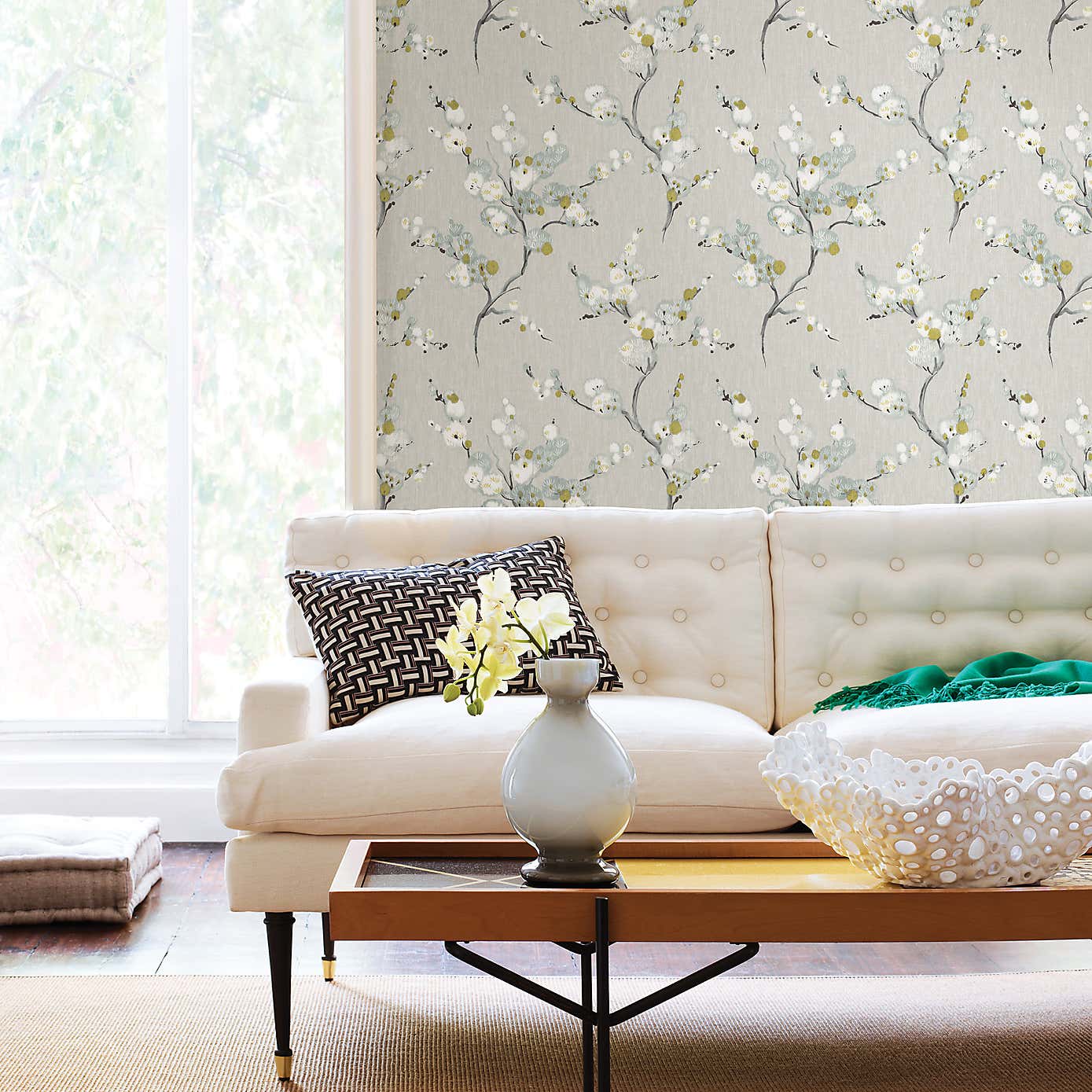 NuWallpaper Mirei Grey Self Adhesive Wallpaper