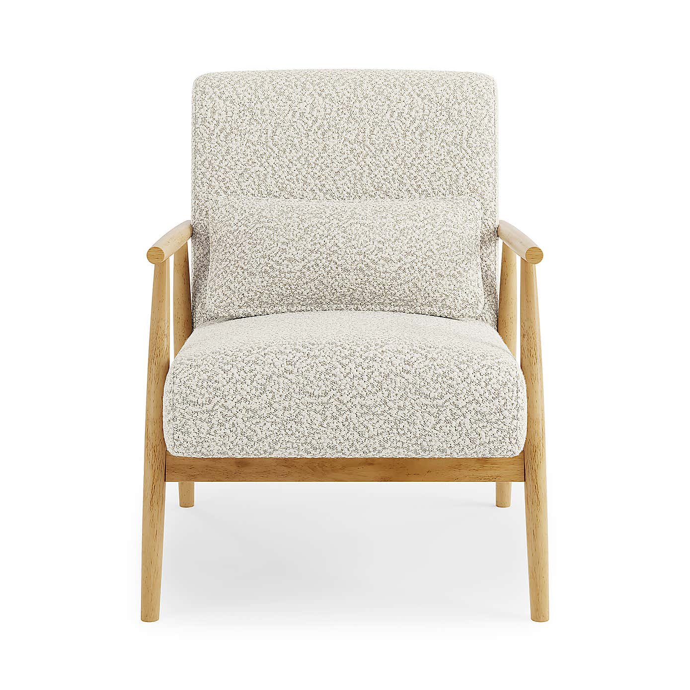 Alpine Spindle Boucle Wooden Arm Accent Chair