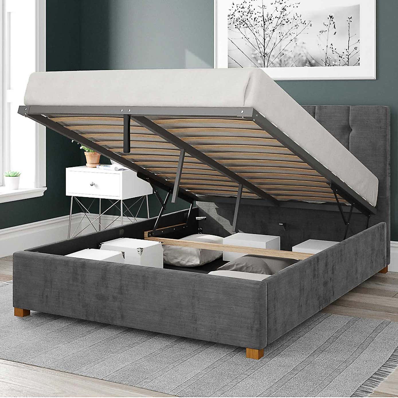 Hepburn Firenze Velour Ottoman Bed Frame