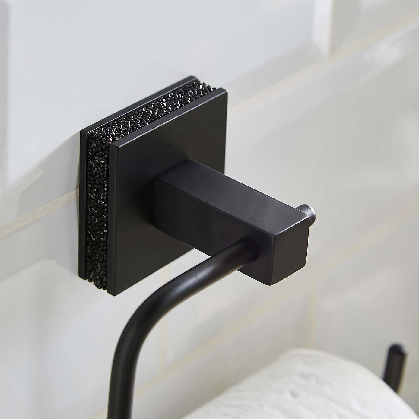 Sparkle Black Square Toilet Roll Holder