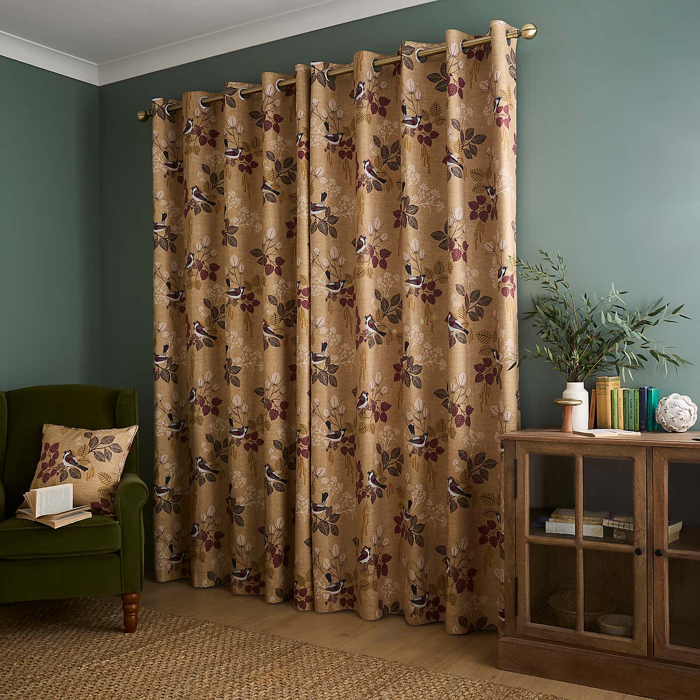 House Sparrow Bird Eyelet Curtains