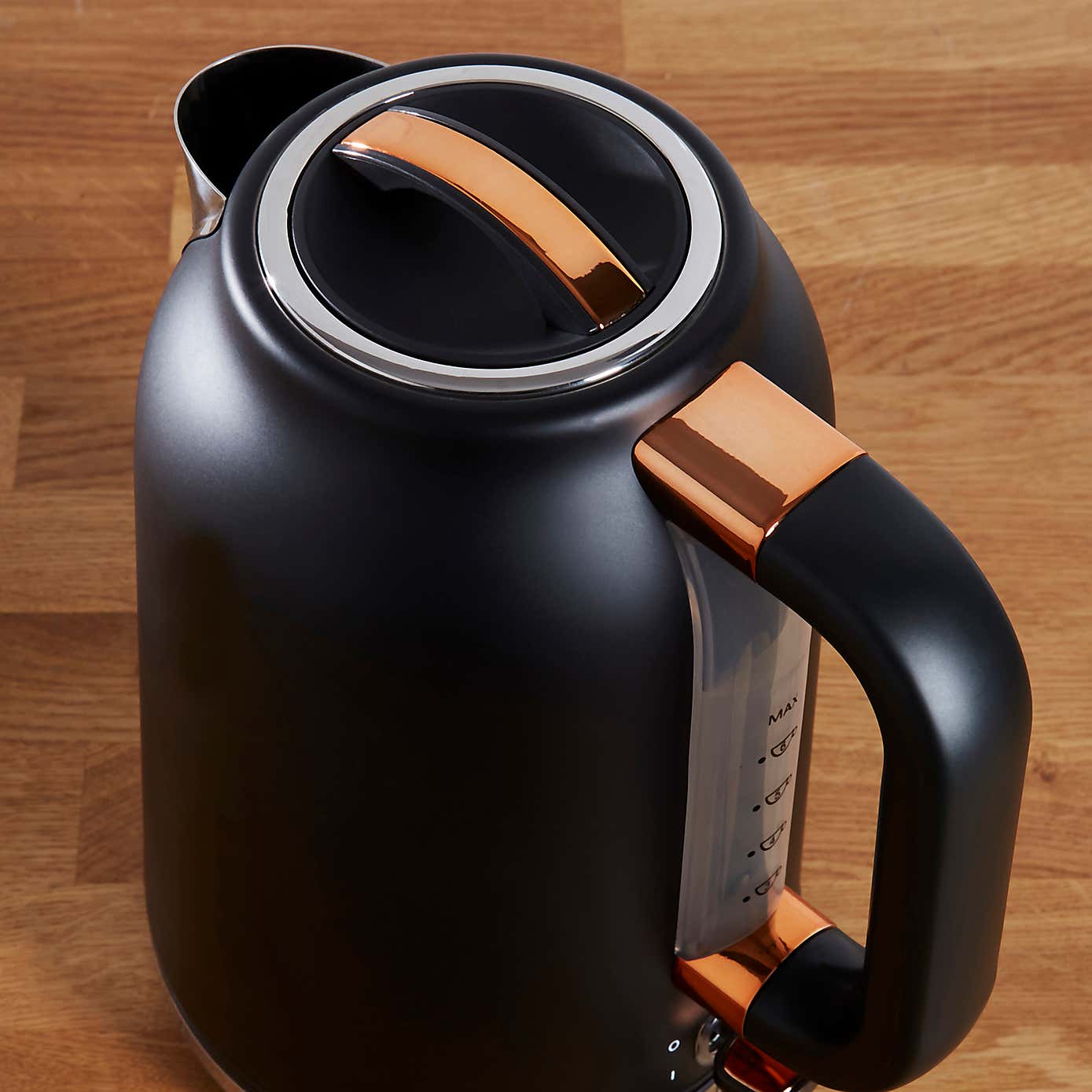 Dunelm 1.7L 3kW Matt Black & Copper Jug Kettle