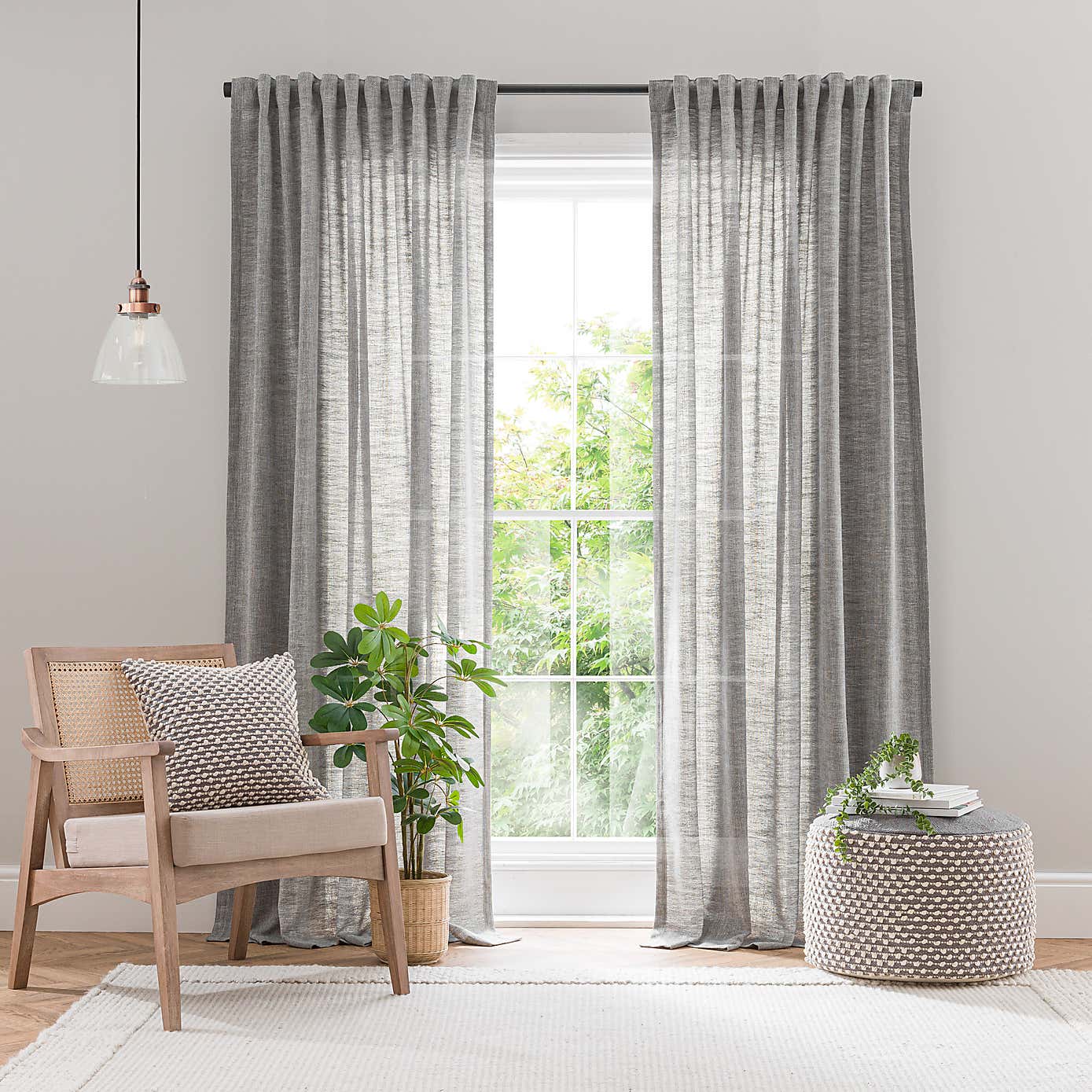 Zia Linen Look Multi Header Unlined Curtains