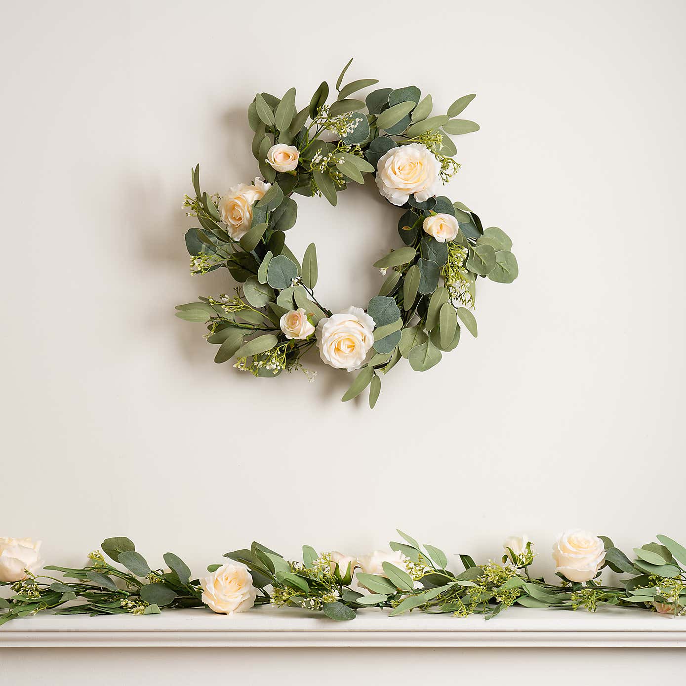 Artificial Eucalyptus & Rose Garland
