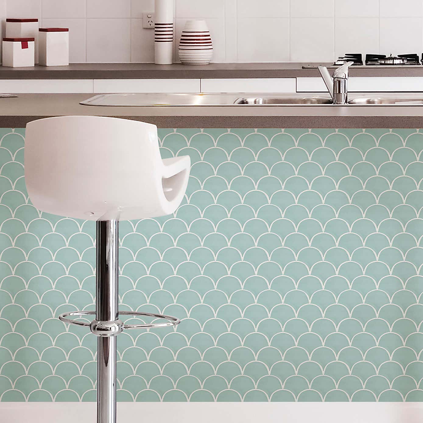 Shell Blue Self Adhesive Backsplash Tiles