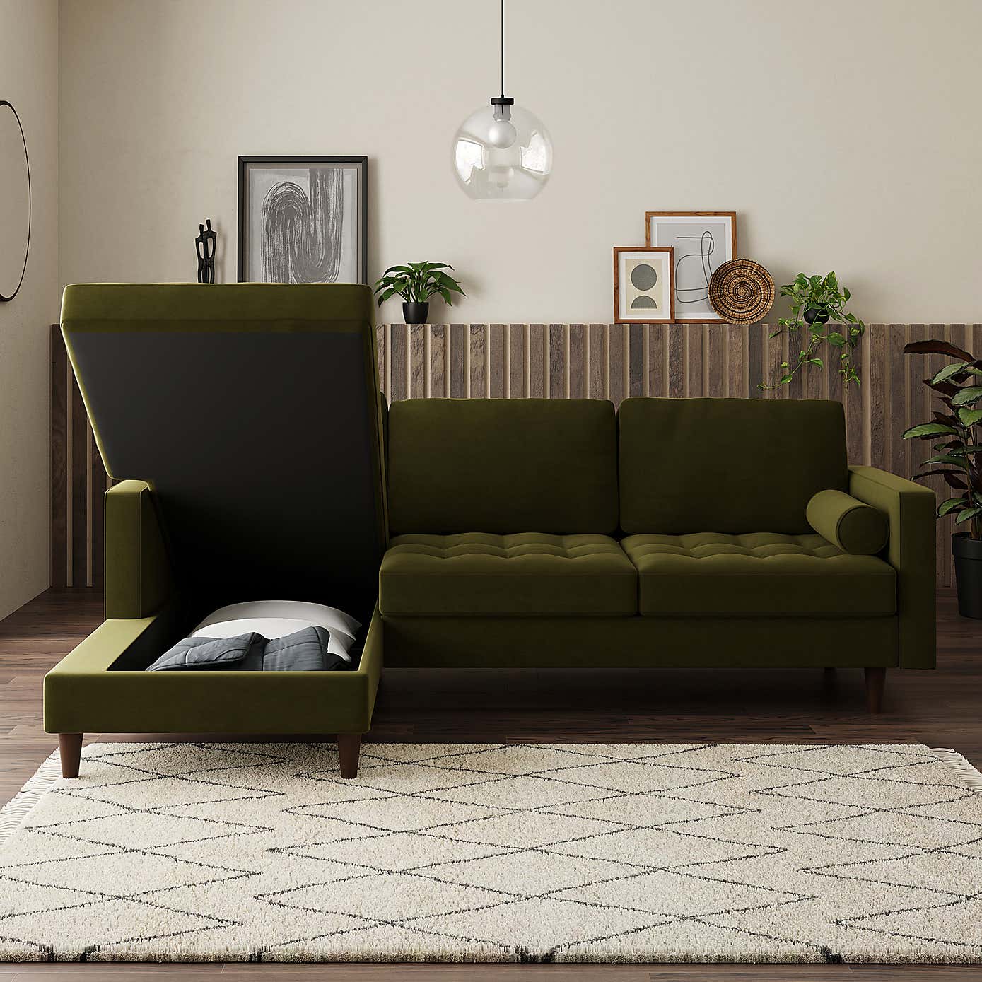 Zoe 4 Seater Corner Double Sofa Bed, Velvet