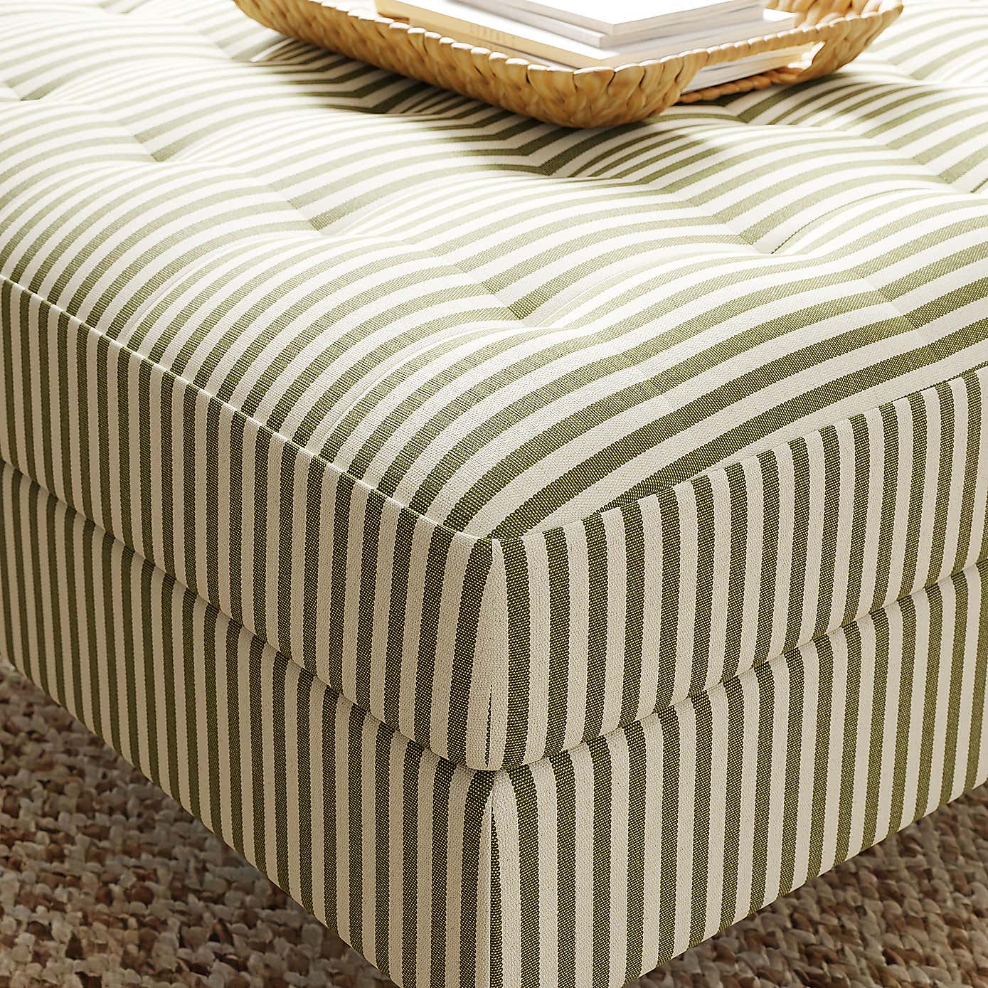 Zoe Square Storage Footstool, Pinstripe