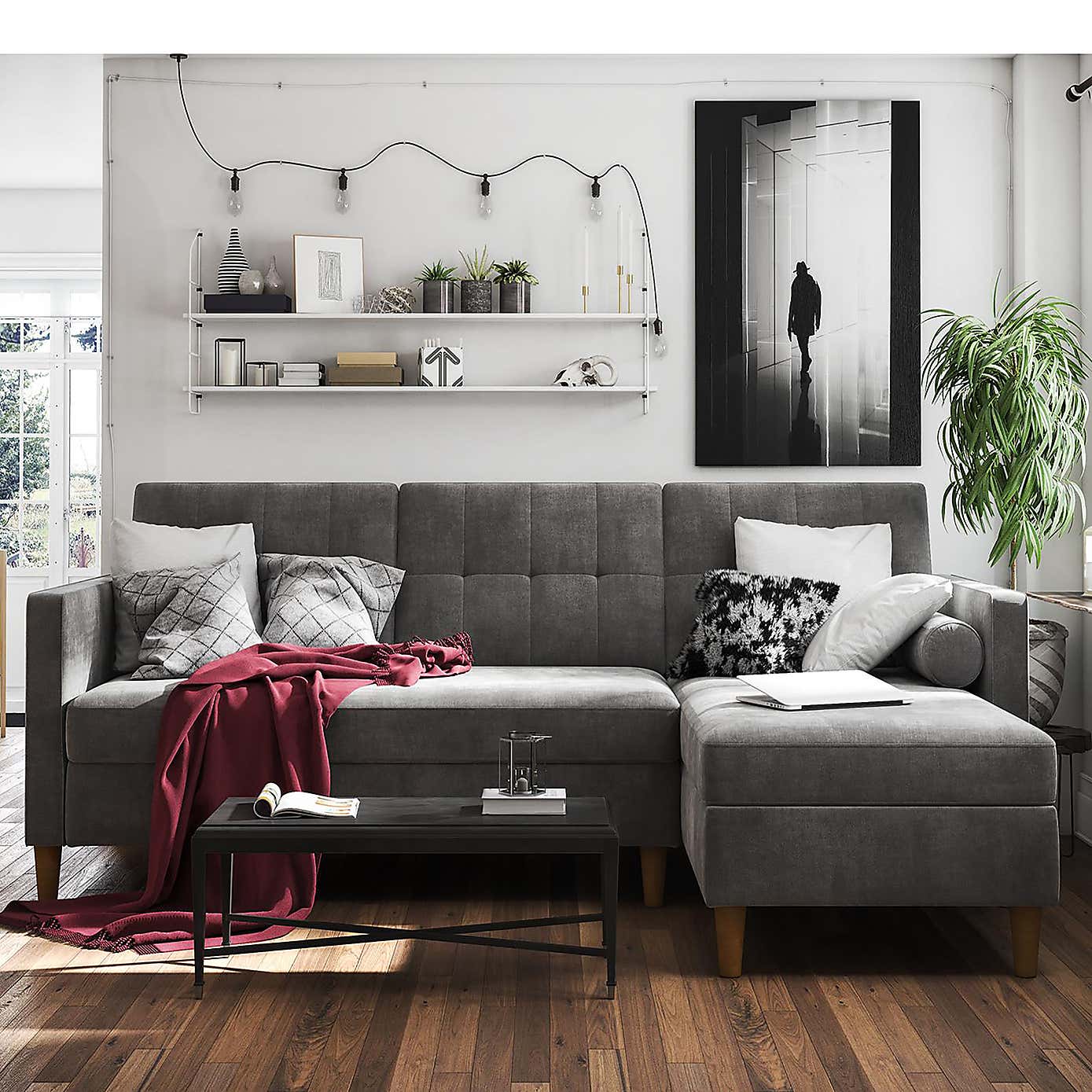 Hartford Chenille Corner Double Sofa Bed