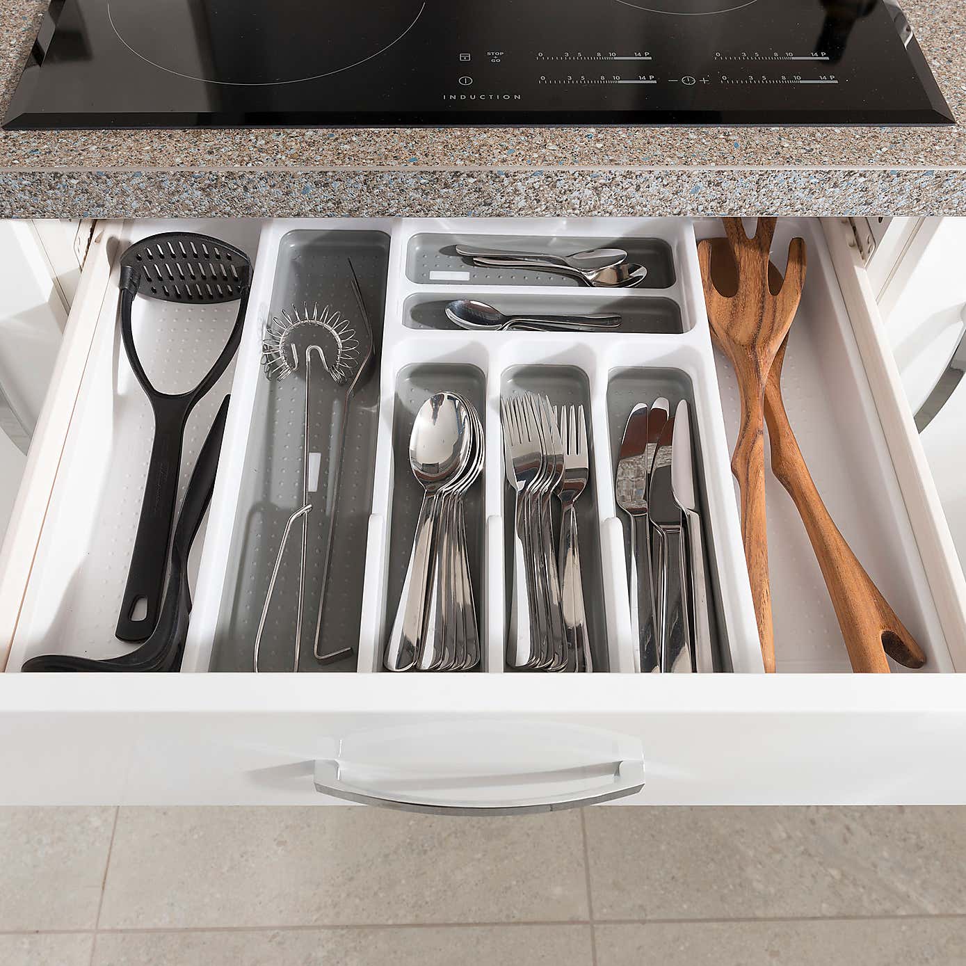 Addis White & Grey Extendable Drawer Organiser