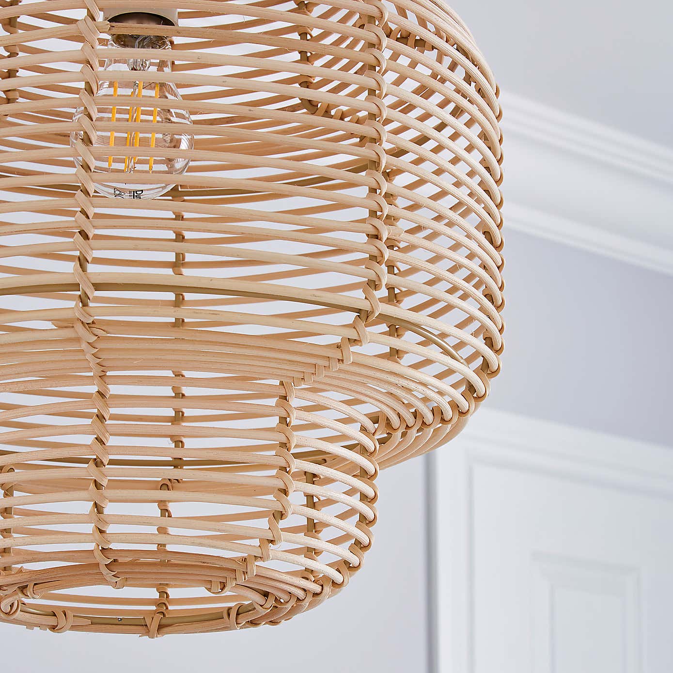 Wicker Tiered Easy Fit Pendant Shade