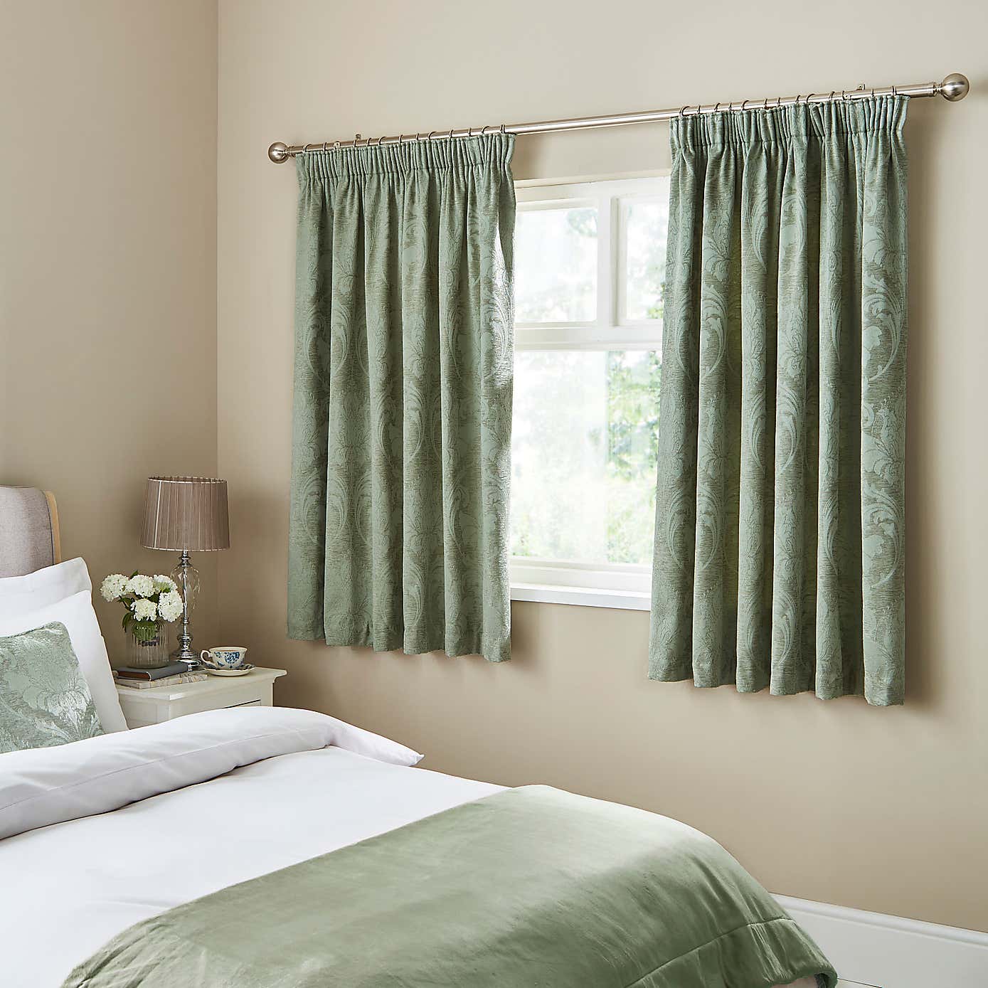 Zahra Chenille Jacquard Pencil Pleat Curtains
