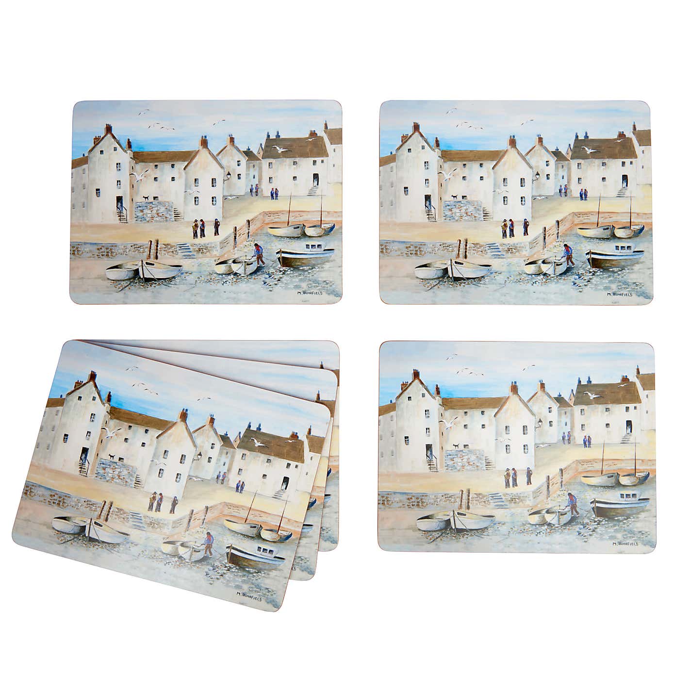 Creative Tops Set of 6 Cornish Habour Natural Wooden Placemats