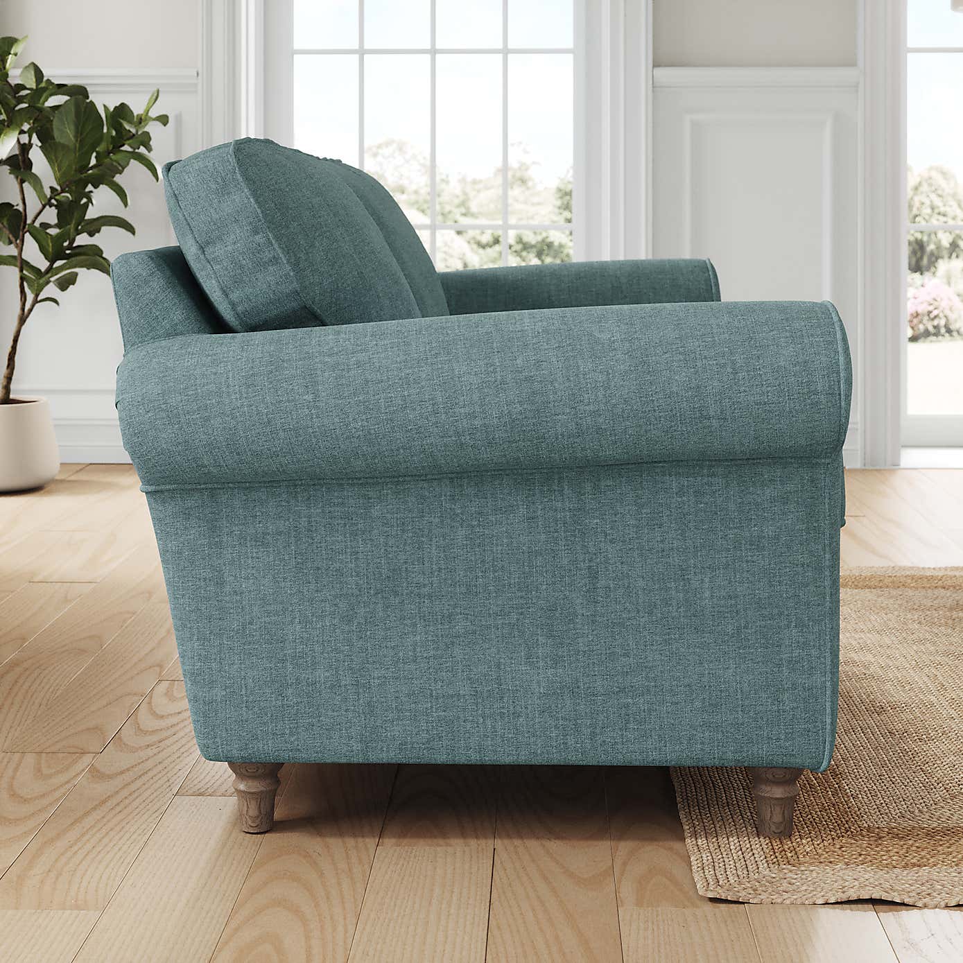 Flori 2 Seater Sofa, Tonal Plush Chenille