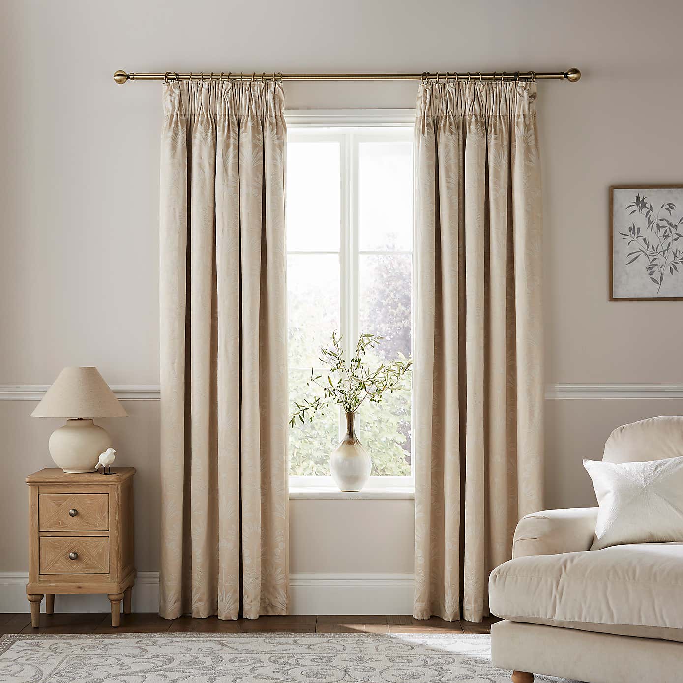 Dorma Luxe Palms Pencil Pleat Blackout Curtains