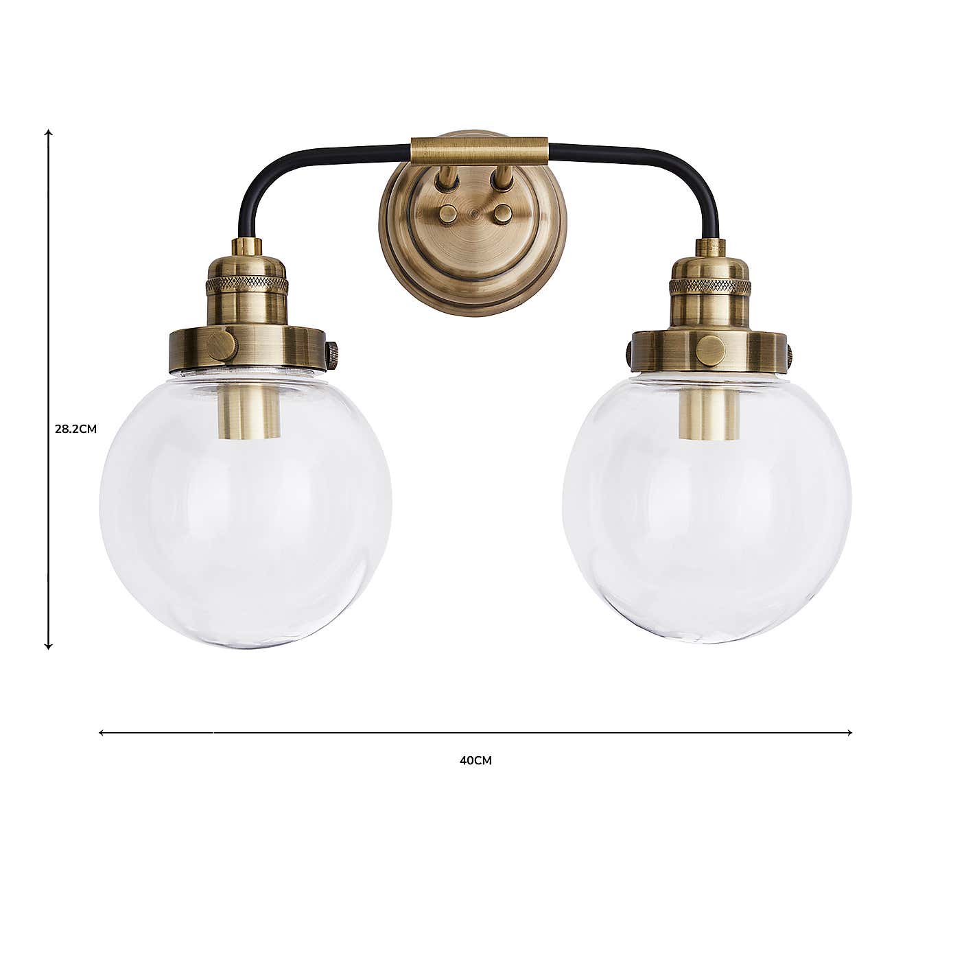 Broden Bathroom 2 Light Wall Light Antique Brass