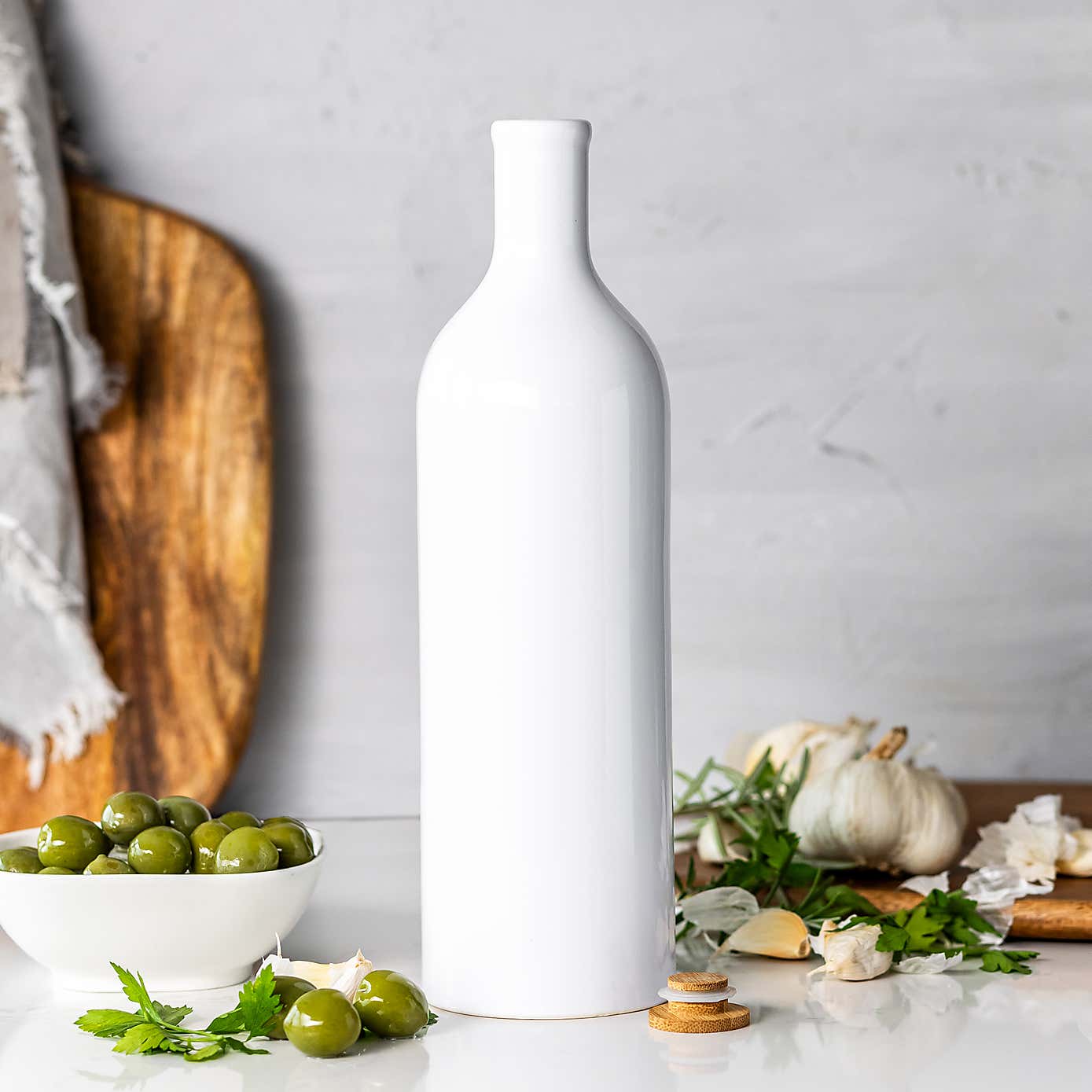 World Foods White Ceramic 900ml Oil Bottle