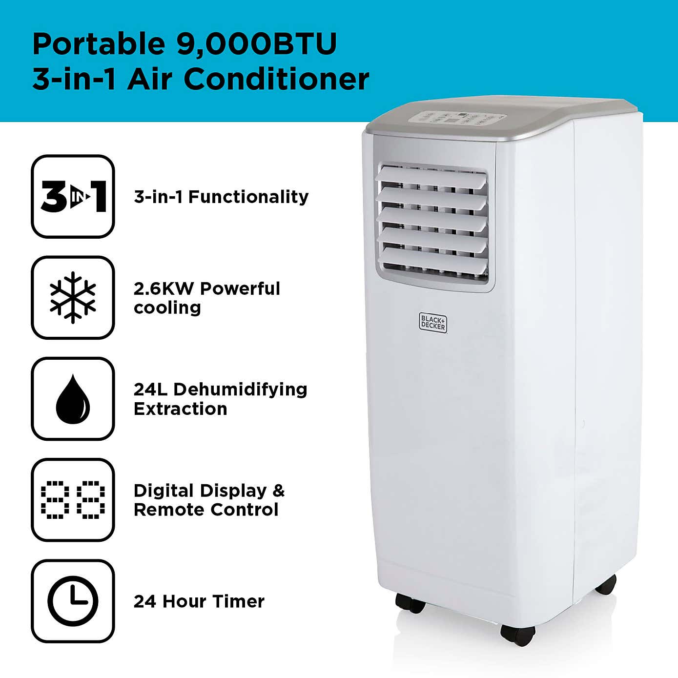 Portable 3 in 1 Air Conditioner and Timer