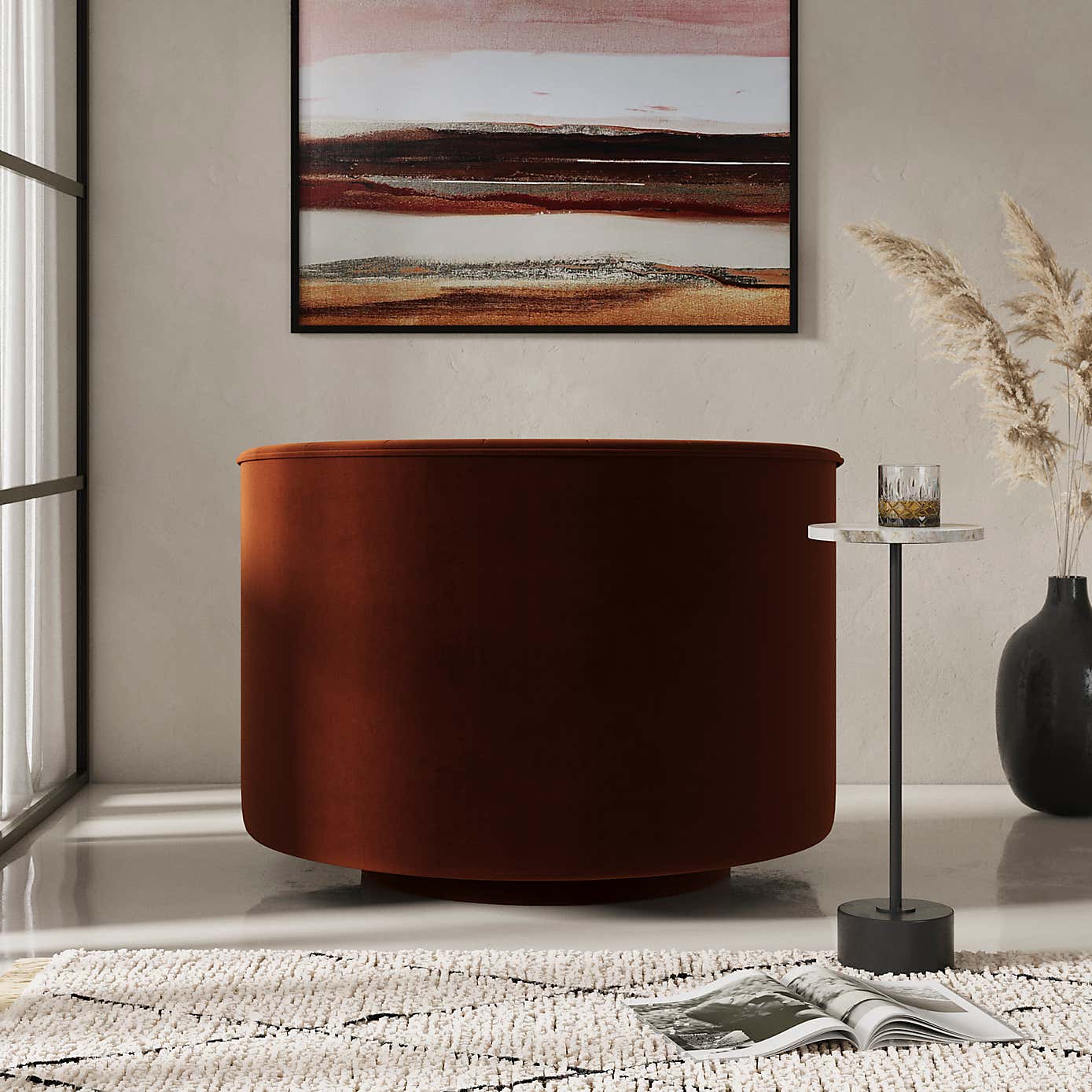 Elena Buttoned Swivel Chair