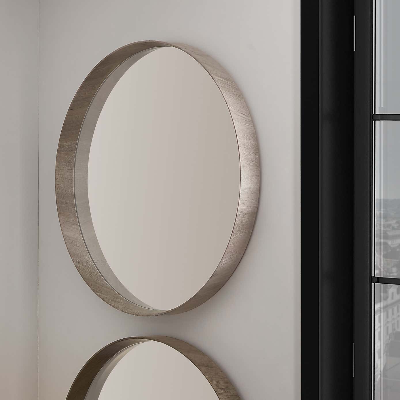 Tray Edge Round Wall Mirror
