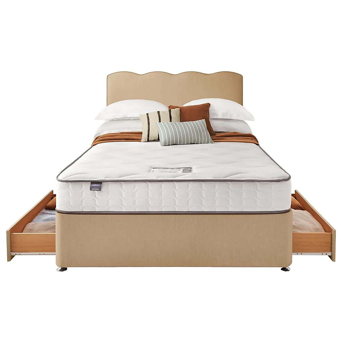 Silentnight 2 Drawer Divan Bed With Fabric Wave Headboard