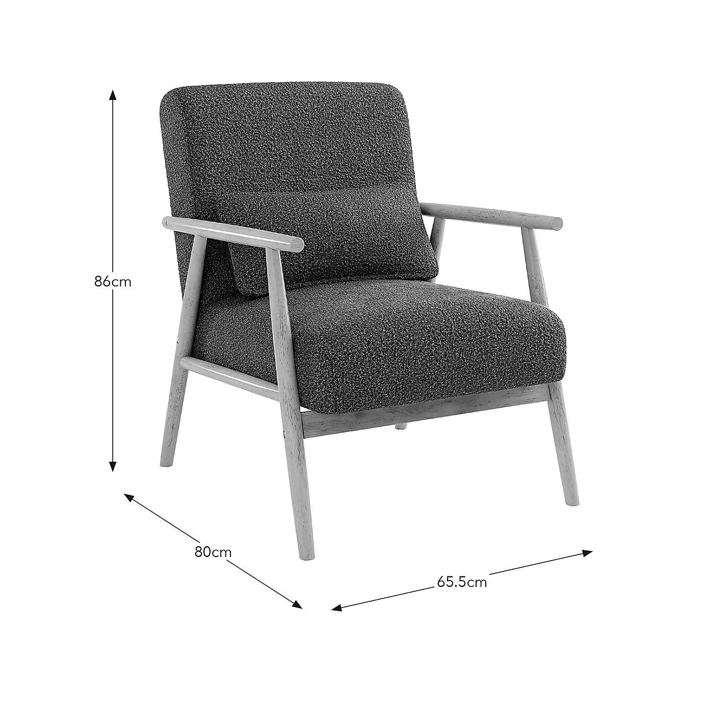 Alpine Spindle Boucle Wooden Arm Accent Chair