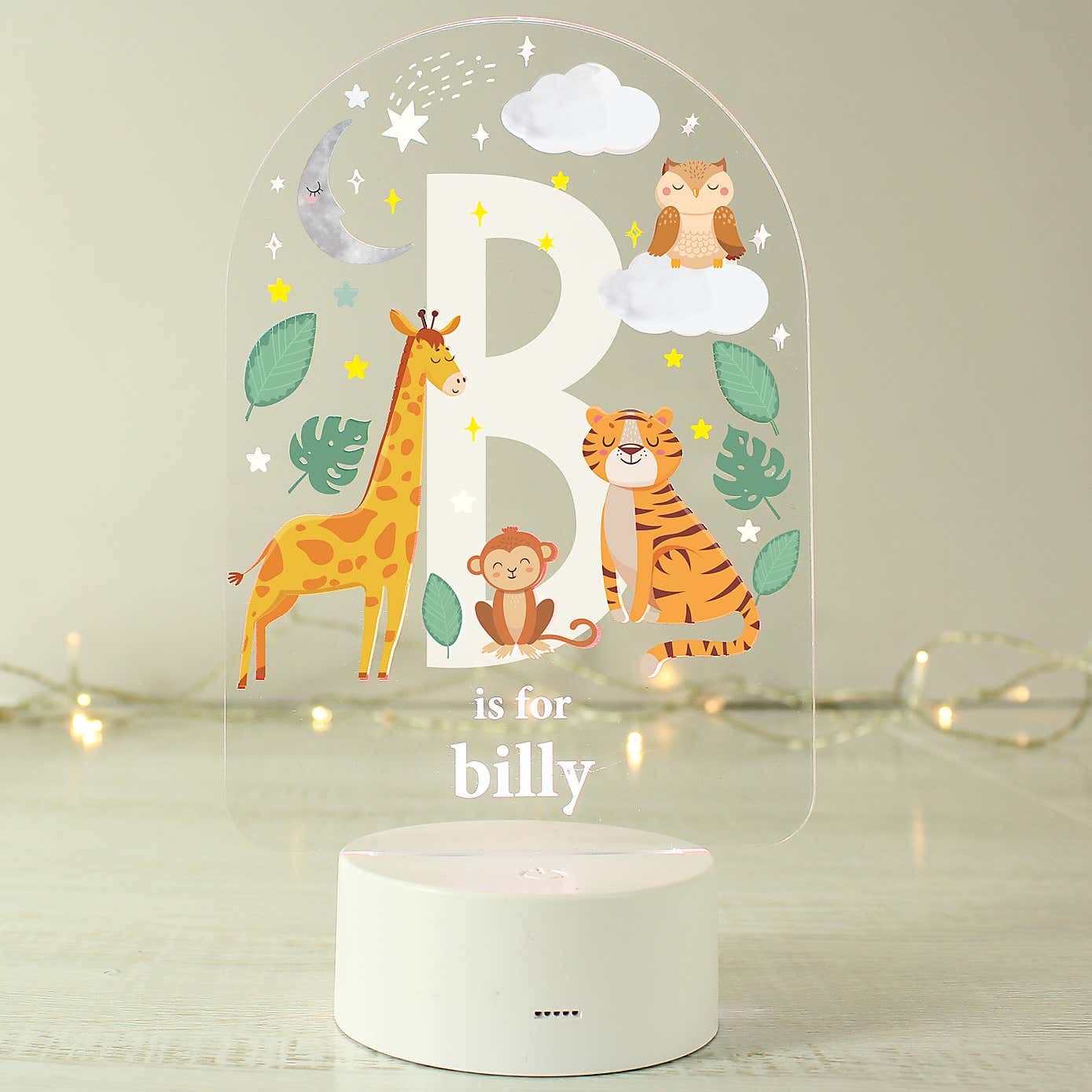 Personalised Animal Alphabet Colour Changing Night LED Light