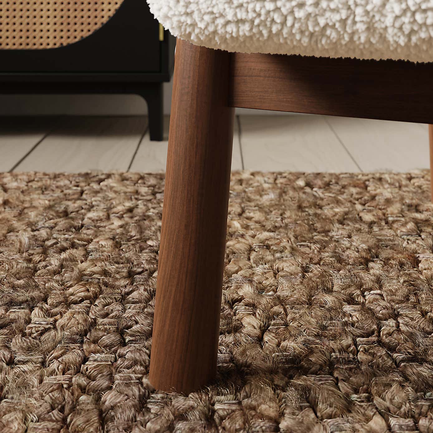 Cleo Curved Sherpa Accent Chair, Ivory