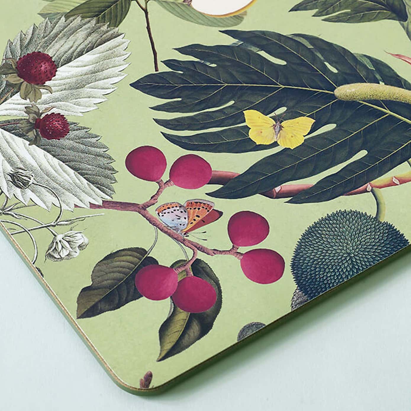 Set of 4 Kew Fruit And Floral Rectangle Placemats