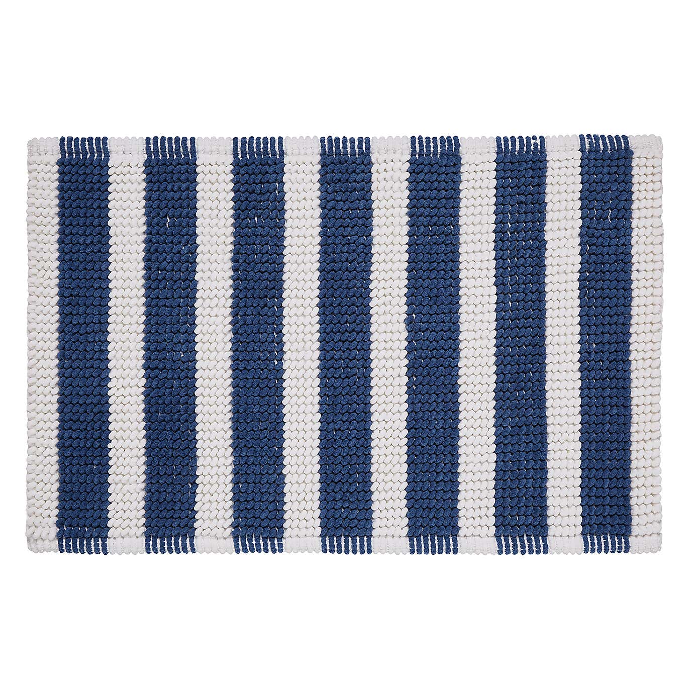 Nautical Bobble Stripe Navy Bath Mat